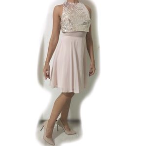 Evening Lace/Sequins Pastel Pink Dress